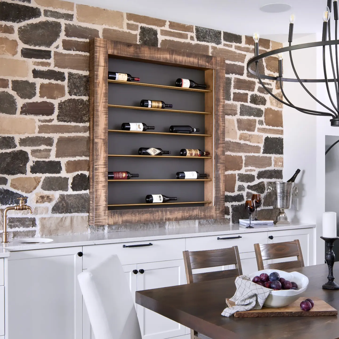 Built In with dining and lighting cabinetry by Heirlooms Custom Cabinetry