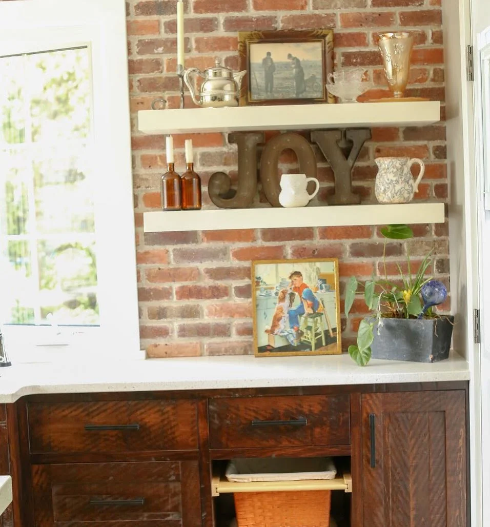 Rustic Walnut Open Shelving Kitchen - Image 1
