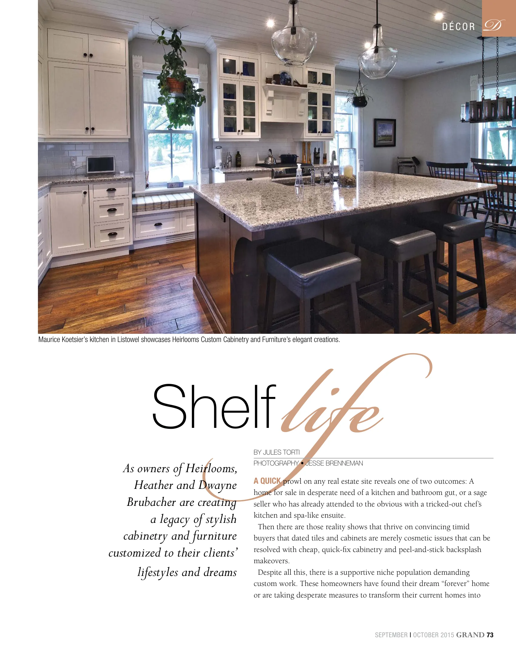 GRAND Magazine feature on Heirlooms Custom Cabinetry